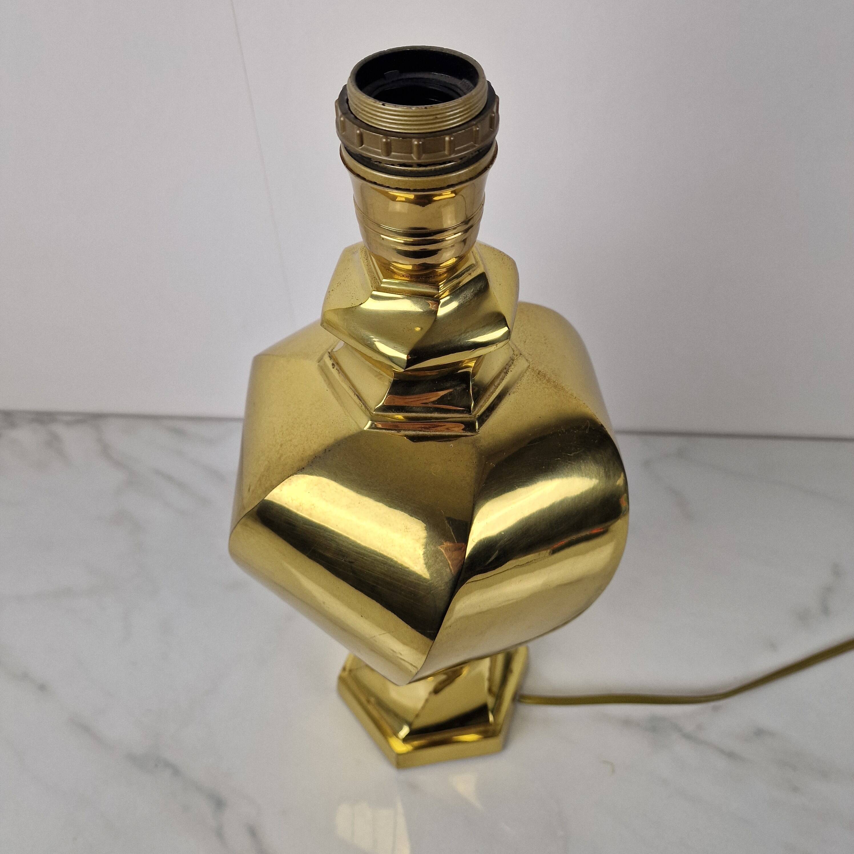 Sculptural Brass Table Lamp, Heavy Quality, Without Shade