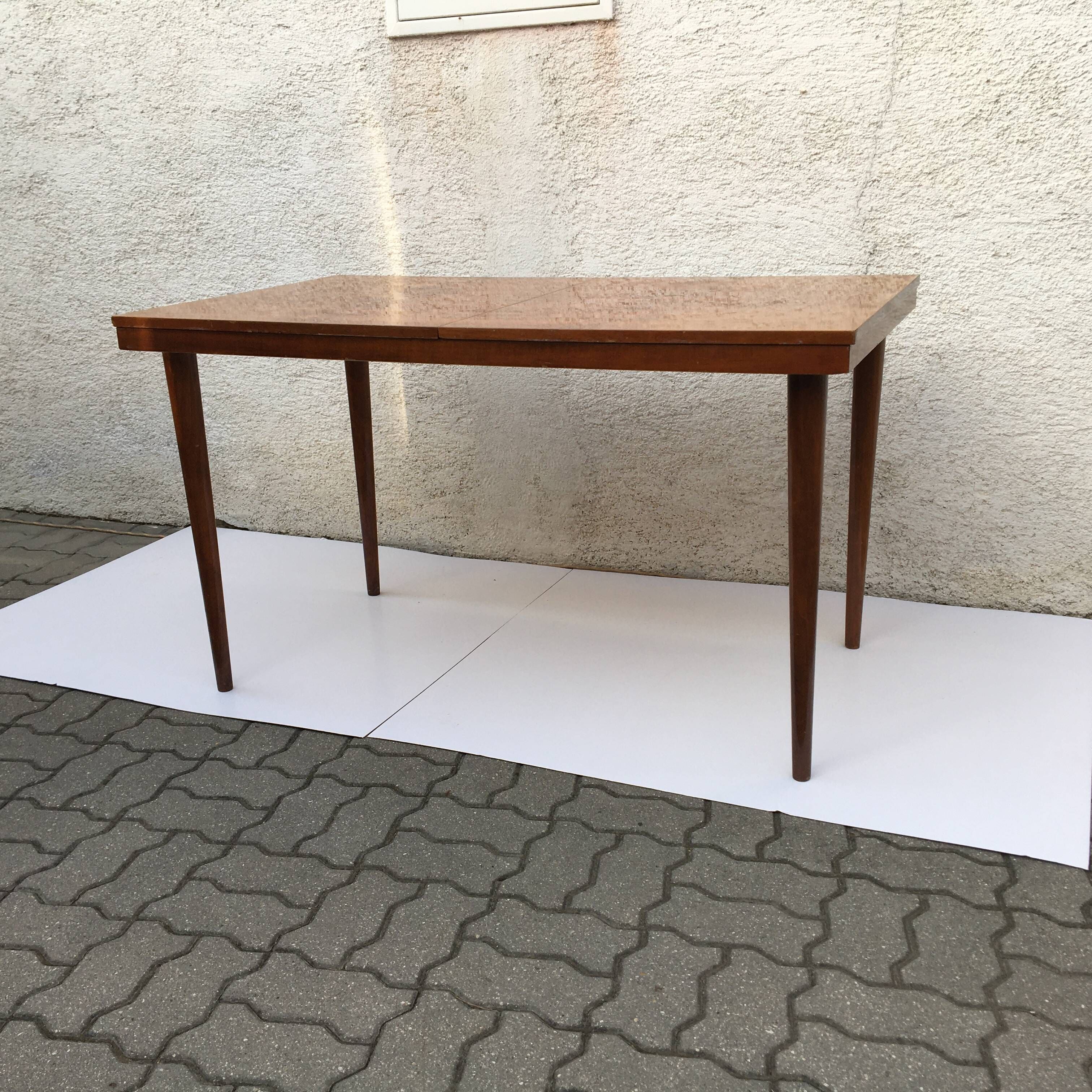 Vintage MIER Topolcany Extendable Dining Table Mid Century 60s Wood 120cm-160cm.