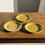 Lot de 3 grandes assiettes vertes plates italiennes D28,5