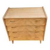 Vintage stripped chest of drawers from the 1960s.