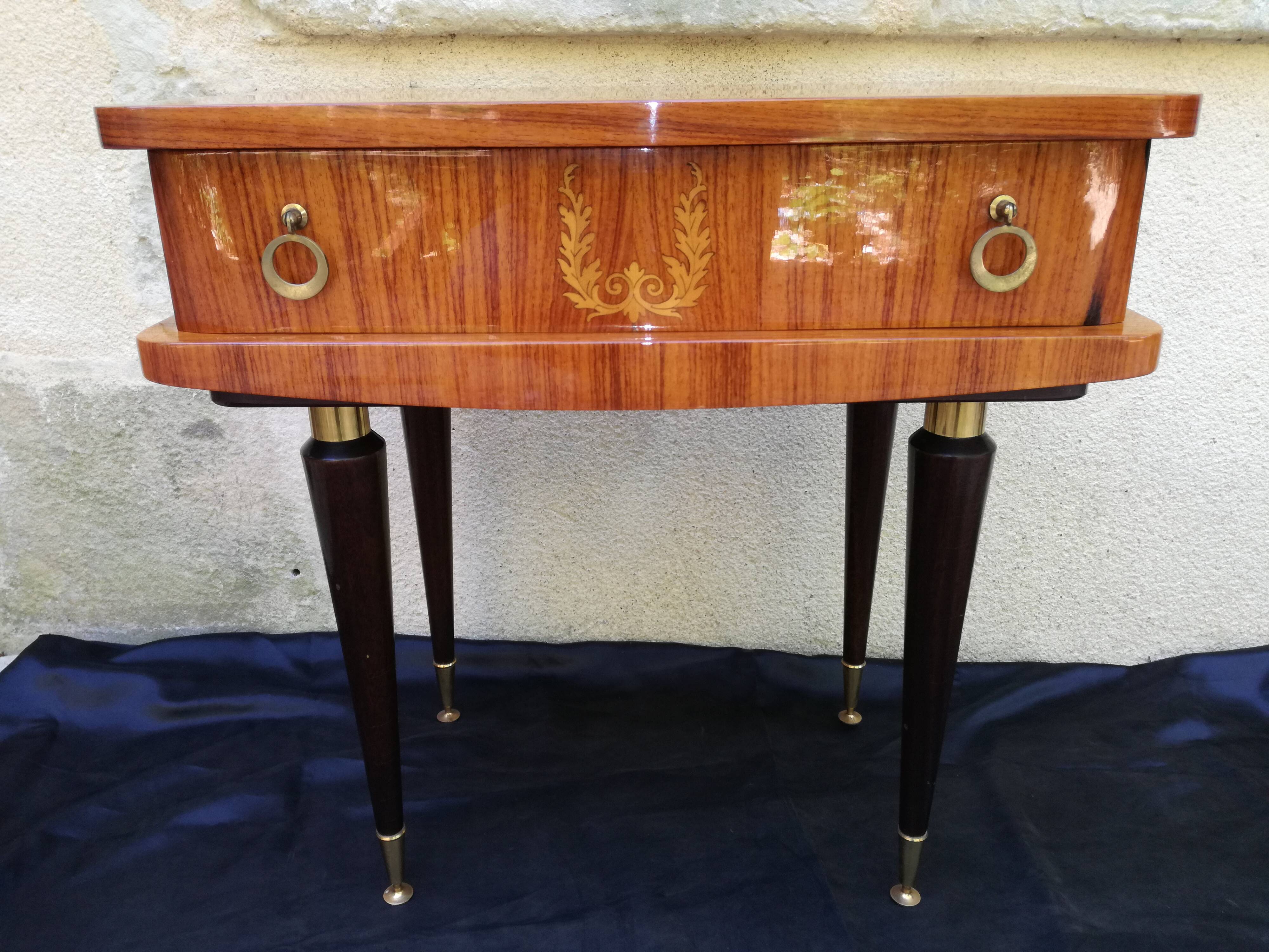 70s bedside in rosewood and sycamore