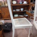 Set of 2 white cane chairs Louis XVI style