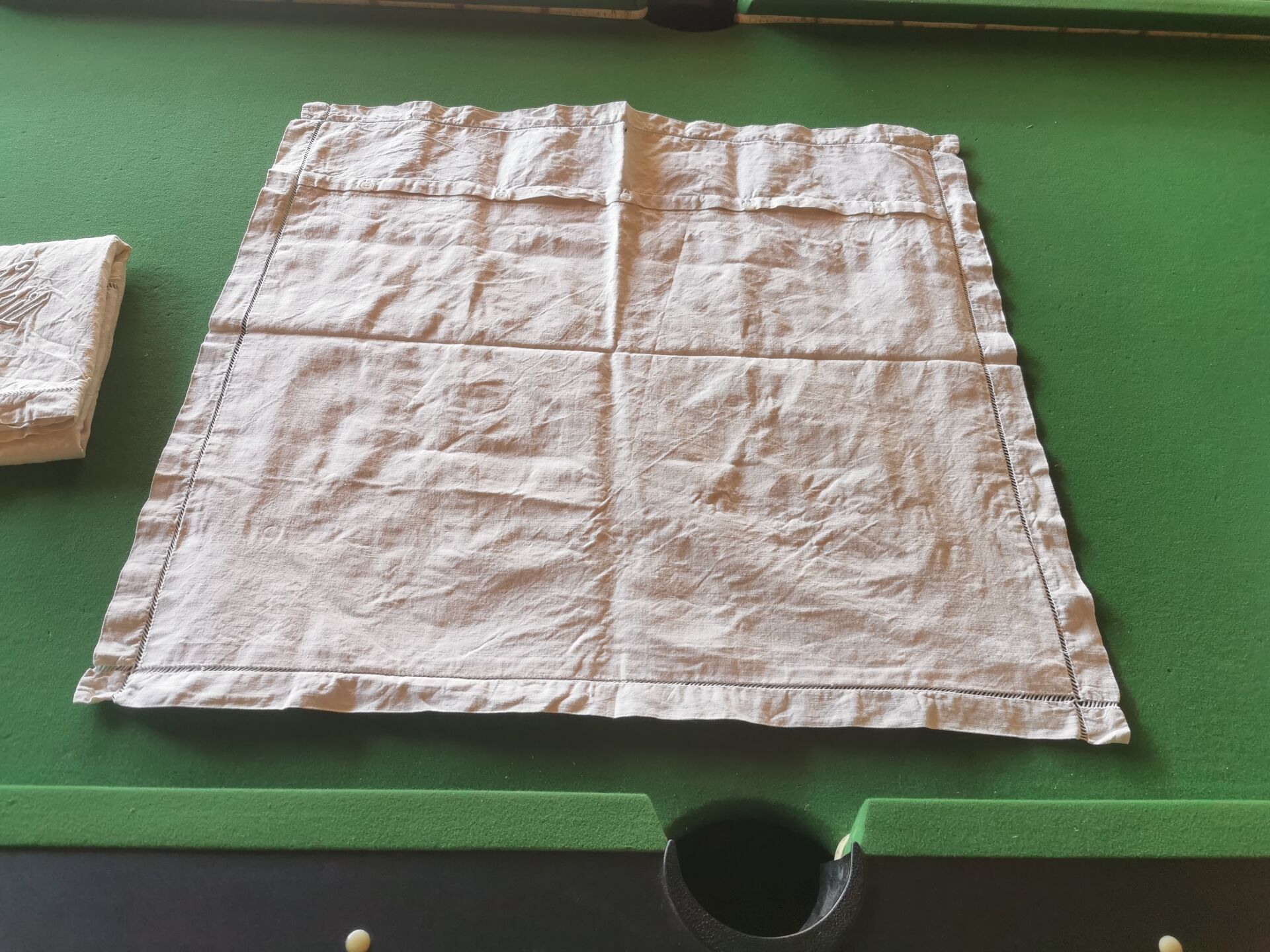 Pair of antique linen pillowcases with monogram