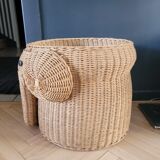 Panière à linge éléphant en rotin