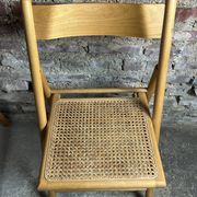 Foldable Italian chairs (set of 4) in beech and rattan 1980