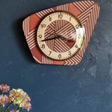 Vintage clock asymmetrical silent wall clock "pink copper"