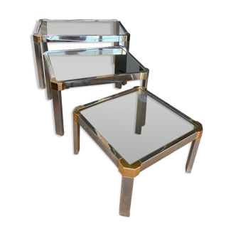 Vintage gignoge tables in metal and glass