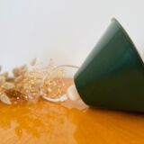 Vintage suspension lamp in green and white enamelled sheet metal