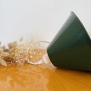Vintage suspension lamp in green and white enamelled sheet metal
