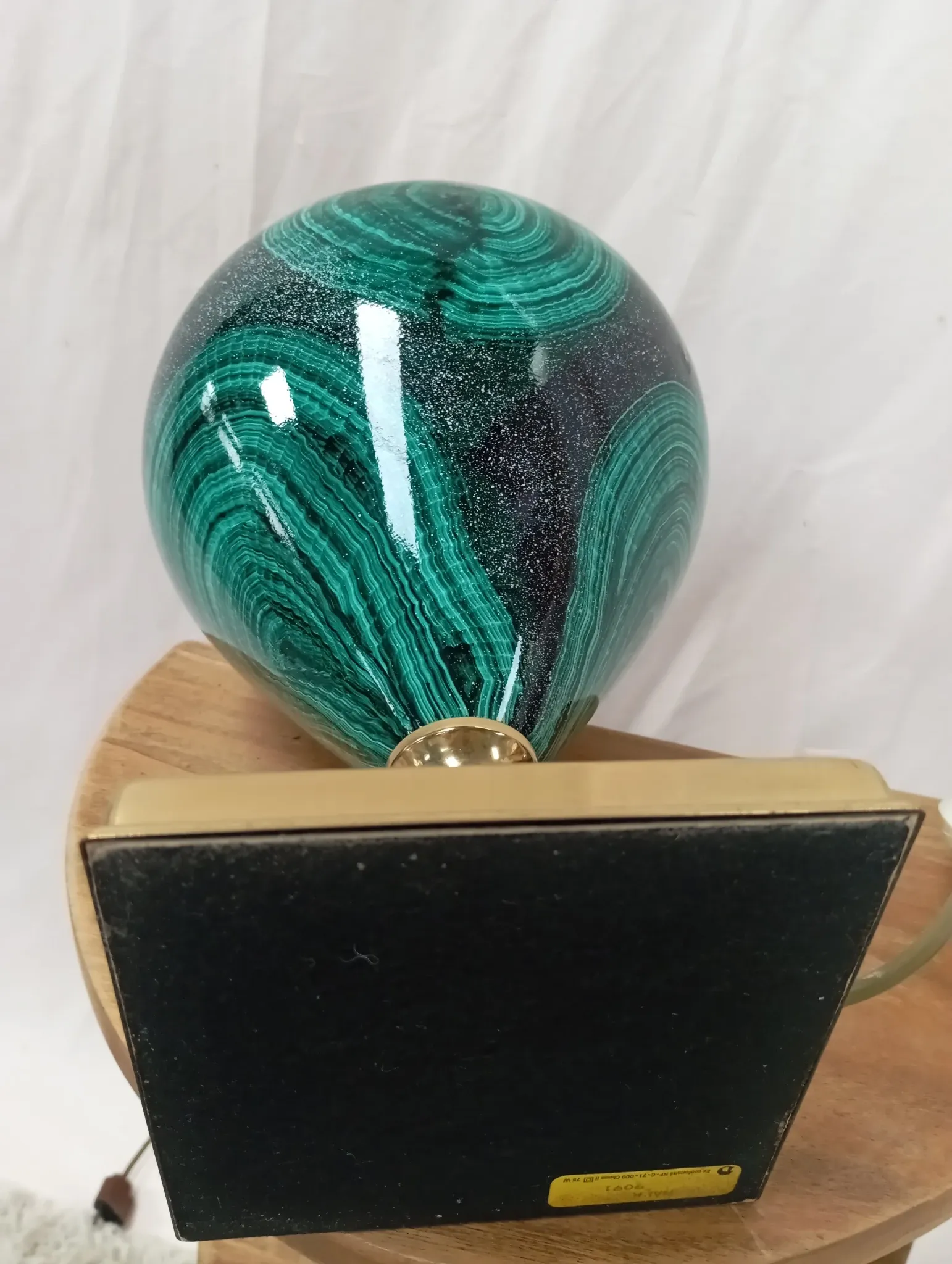 Ceramic lamp with gold metal from the 80s