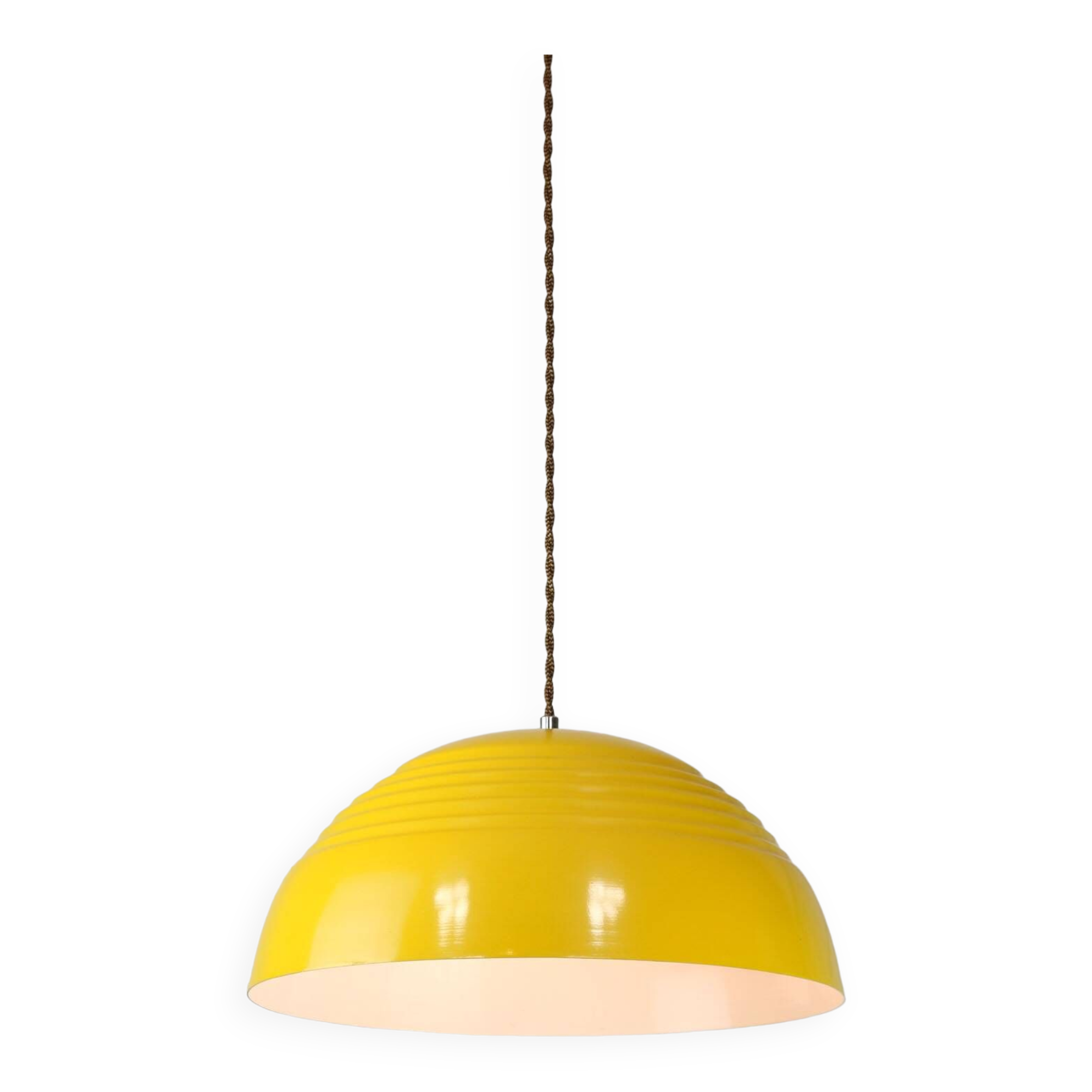 Vintage Restored Yellow Metal Lamp, 80s