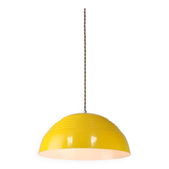 Vintage Restored Yellow Metal Lamp, 80s