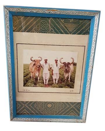 Old kitsch photograph in pretty vintage glass frame