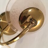 Lampe ancienne 1930/1940 en laiton et coupelle en verre pressé rose