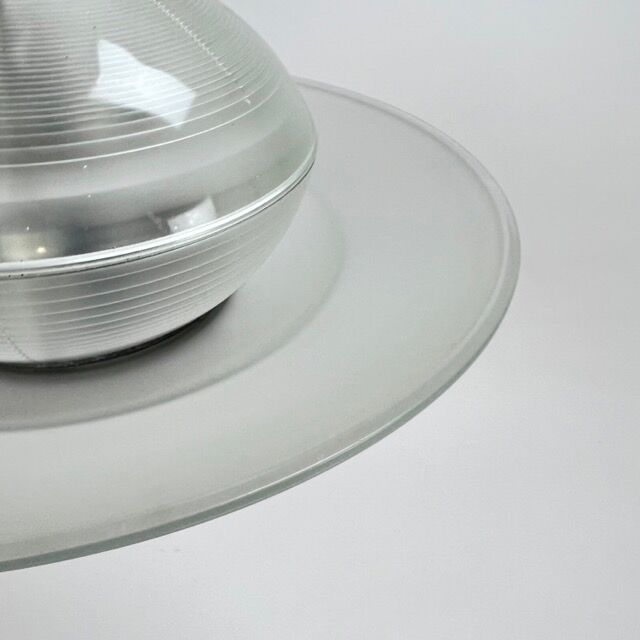 Art deco glass and steel ceiling lamp, 1920