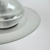 Art deco glass and steel ceiling lamp, 1920