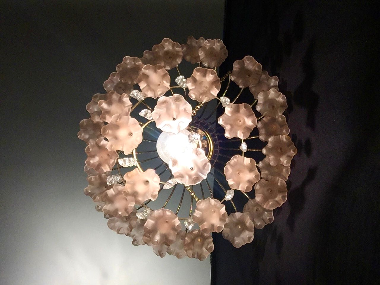 Pink stamps chandelier, 1970s