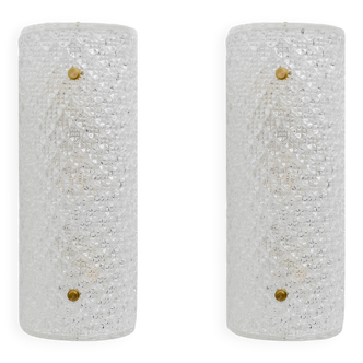 Pair of Modern Italian Murano Glass Textured Wall Sconces