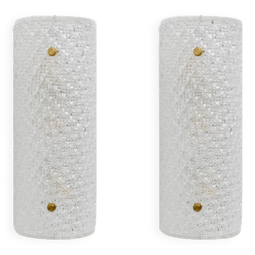 Pair of Modern Italian Murano Glass Textured Wall Sconces