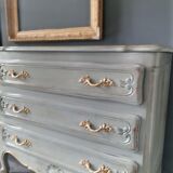 Louis XV-style patinated grey chest of drawers