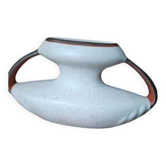 Antique crackle vase numbered stamped signed cup