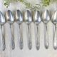 Set of 7 Vintage Silver Aluminum Nickel Soup Spoons