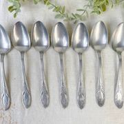 Ensemble de 7 cuillères à soupe vintage argenté Aluminonickel