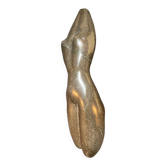 Abstract sculpture "naked woman" in stone (black marble), signed work, 20th century
