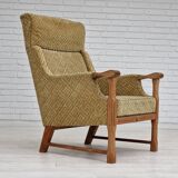 1960s, Danish design, highback armchair, furniture fabric, oak wood.