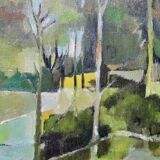 Large oil painting on canvas 20th HD Lemercier impressionist landscape