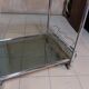 Dessert bar with chromed metal and smoked glass wheels, 70s