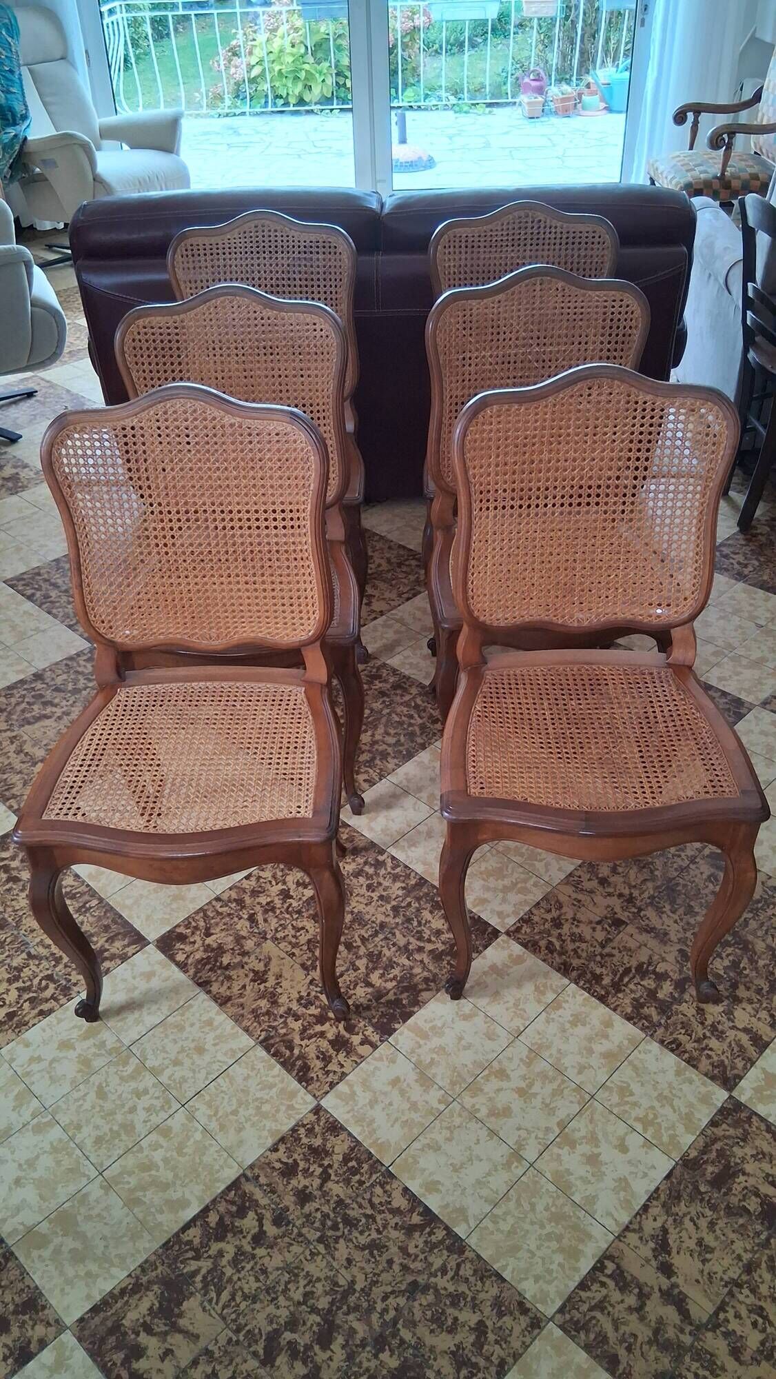 Wooden chairs with caning in Louis XV style