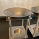 Pair of candlesticks/burner modernist perfume in chromed metal