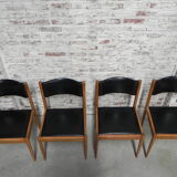 4 vintage chairs upholstered with skai