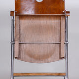 Chaise pliante Bauhaus restaurée, contreplaqué de hêtre, polonais relancé, Tchéquie, années 1930