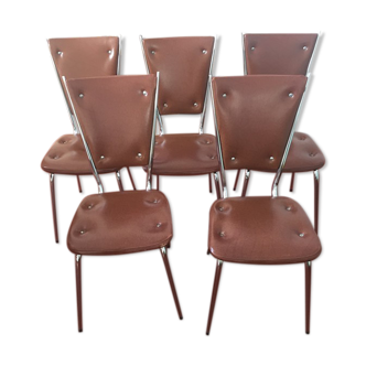 5 chaises Vanac vintage 1970