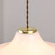 Mid-century Italian White Glass and Brass Pendant Lamp