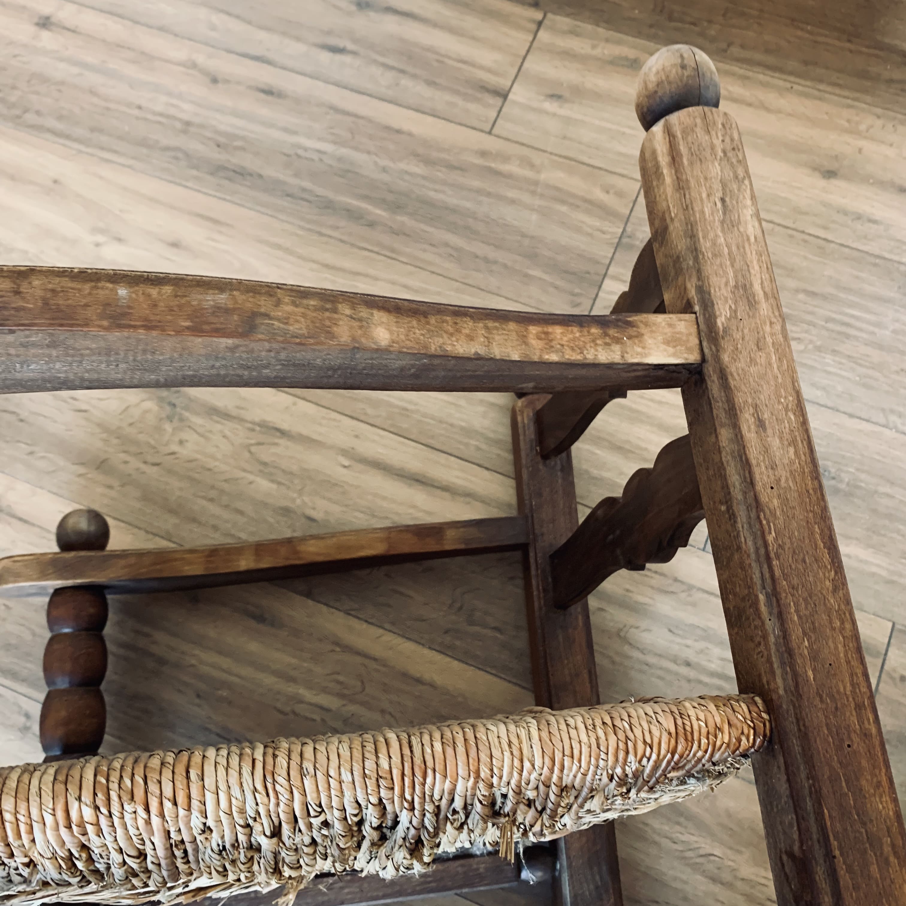 2 mulched armchairs in turned wood