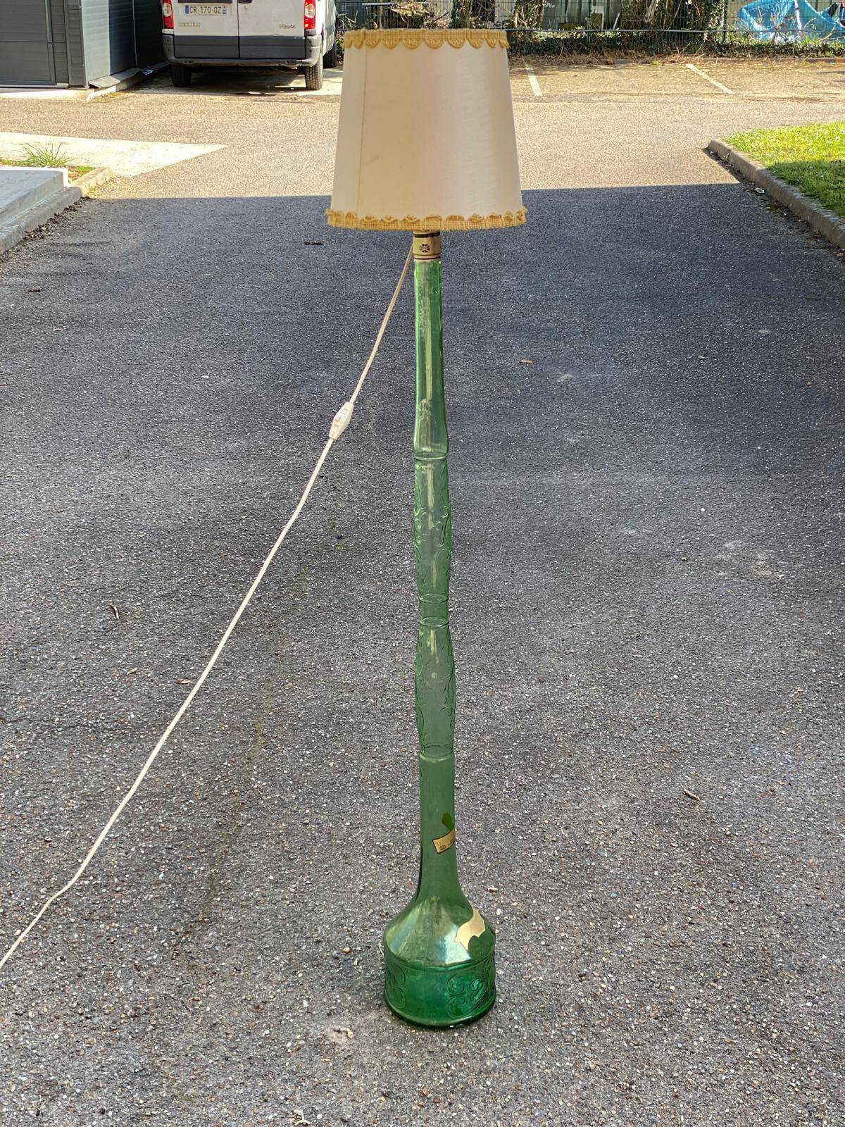 Italian Art Deco Elephant Floor Lamp in Green Glass 142cm