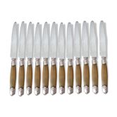 Set 12 anciens couteaux de table corne et virole argent ART DECO