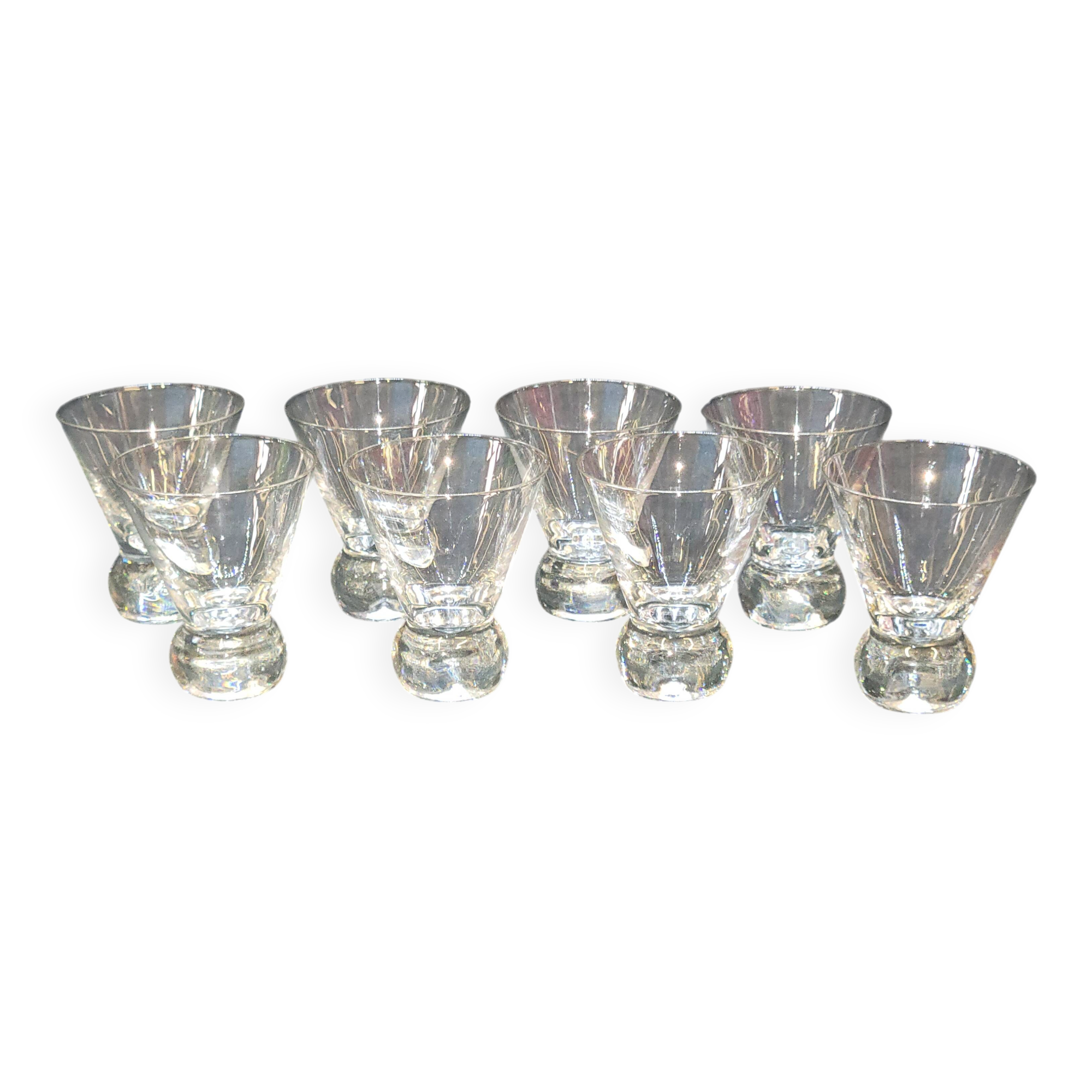8 Vintage Digestif Shot Glasses with Ball Foot