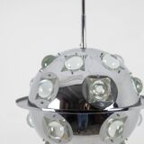Oscar Torlasco. Chrome-plated metal "satellite" chandelier. 1970s.