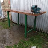 Industrial workshop workbench, wood and metal work table