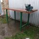 Industrial workshop workbench, wood and metal work table