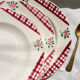 6 Digoin Sarreguemines Niger model soup plates with floral pattern and red/white checks