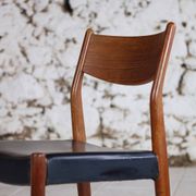 4 Scandinavian Fristho Franeker chairs in teak and skai, 1960.
