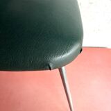 Vintage green faux leather and chrome armchair