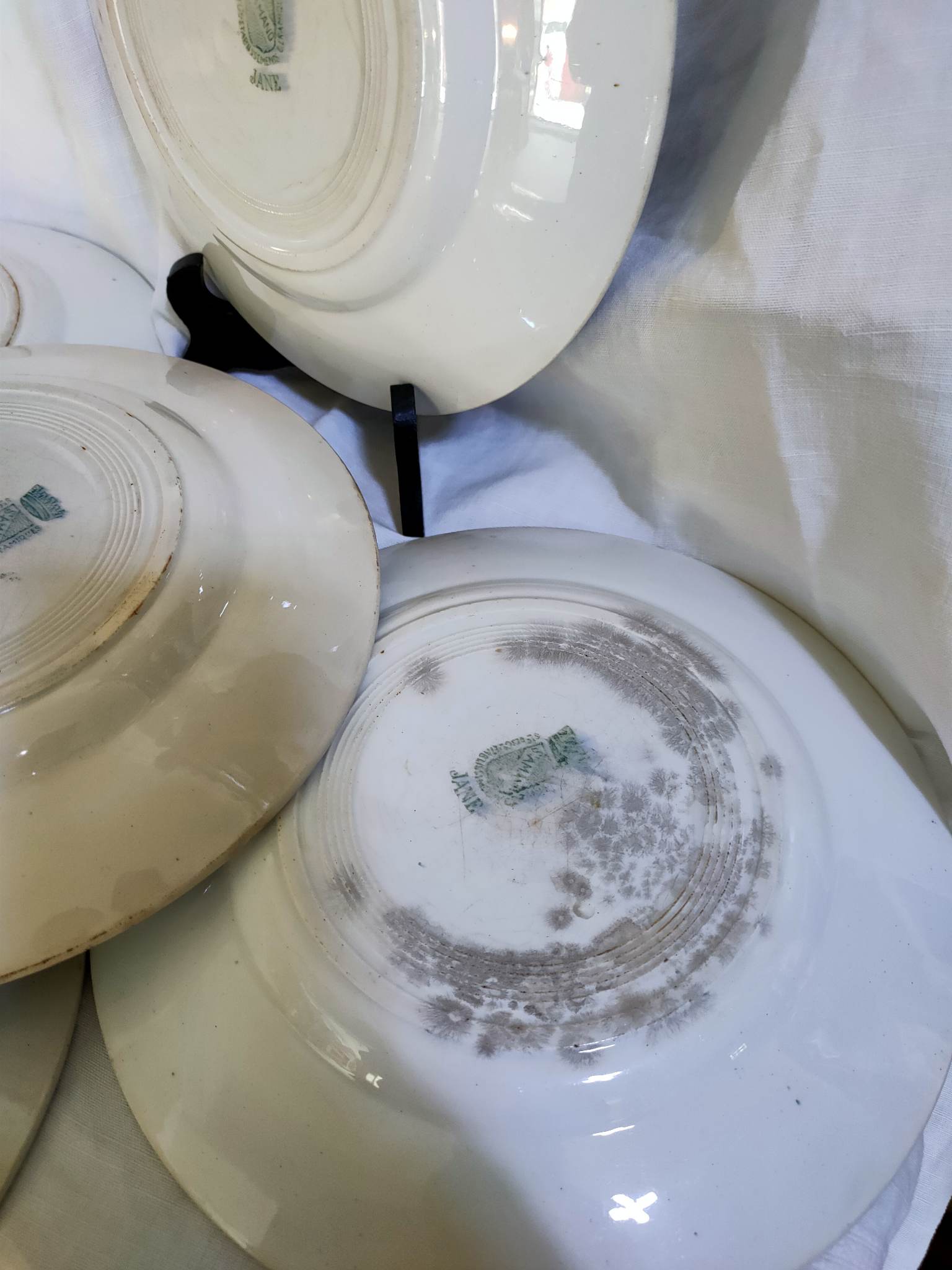 5 flat plates green iron earth earthenware from st amand