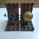 Wooden bookends globe world map