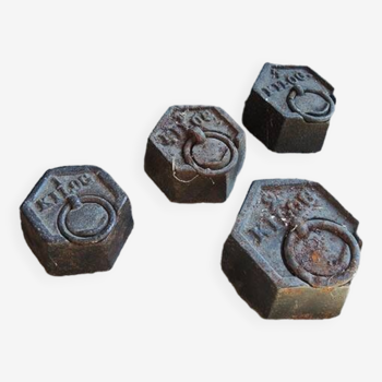 4 Old Cast Iron Weights For Scales